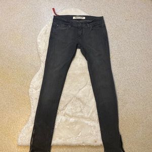 KILL CITY (28) Faded Black Denim Zip Accent at Ankle